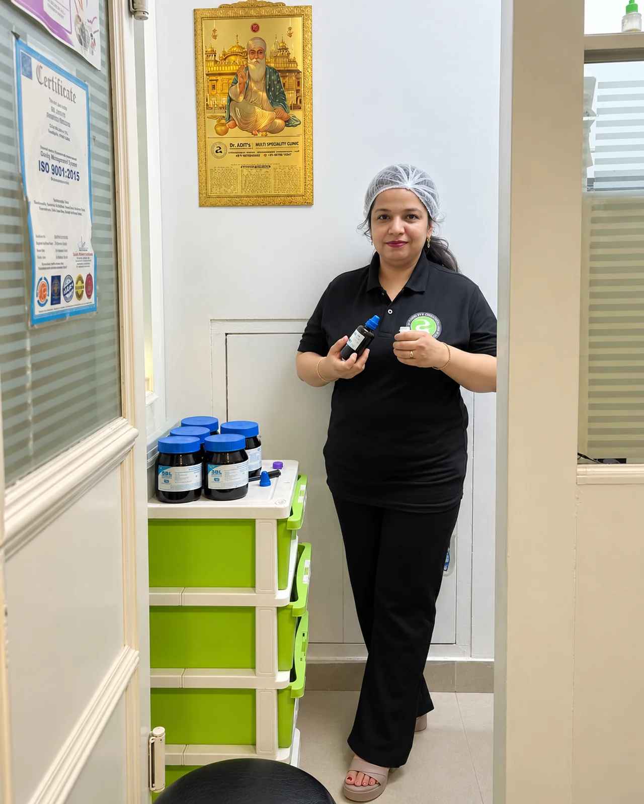 Allhomoeo staff member in the clinic dispensary