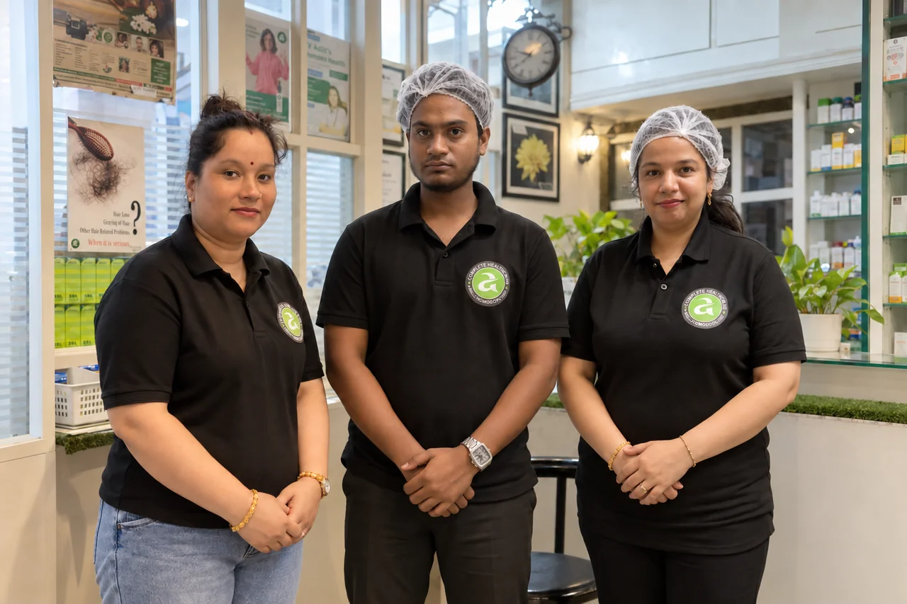 Three Allhomoeo clinic staff members standing together