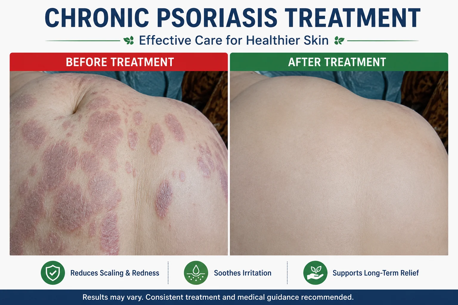 Chronic psoriasis treatment before and after
